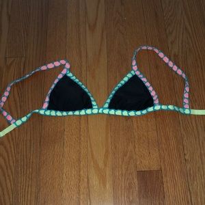 Neon trim triangle bathing suit top